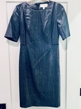BOSS Hugo Boss Duleani Piped Sheath Dress | Blue Charcoal Crosshatch | Size 4